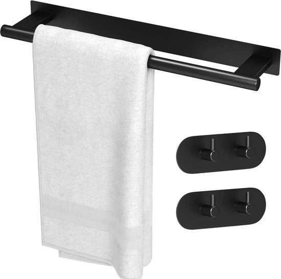 Handdoekhouder 57cm - mat zwart - TCS Sanitair Handdoekhouder 57cm - mat zwart - TCS Sanitair