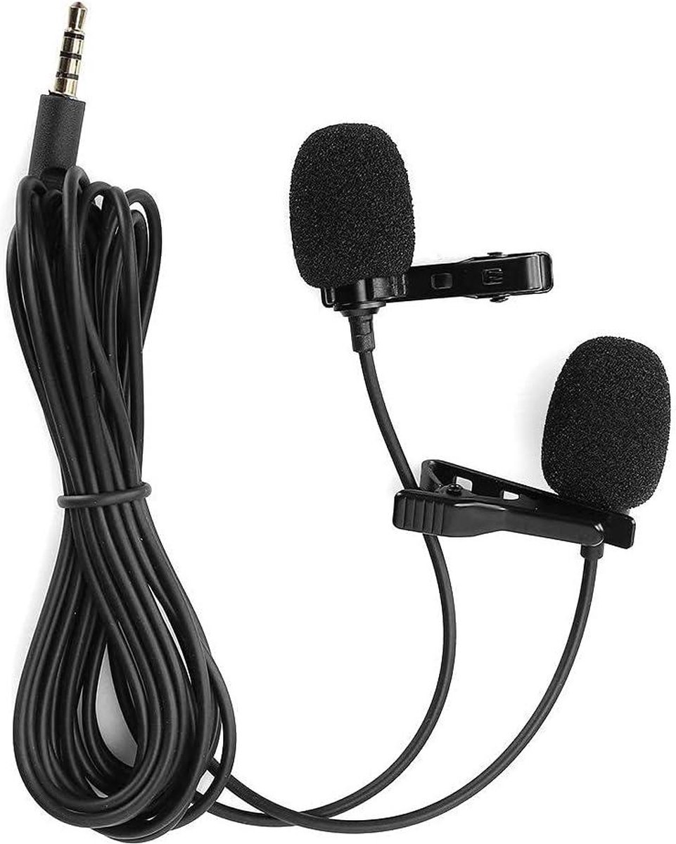 Mini Revers Lavalier Microfoon voor Karaoke Opname - Dubbele Microfoon met Duidelijke Opname - Geschikt voor Mobiele Telefoons en Camera's .