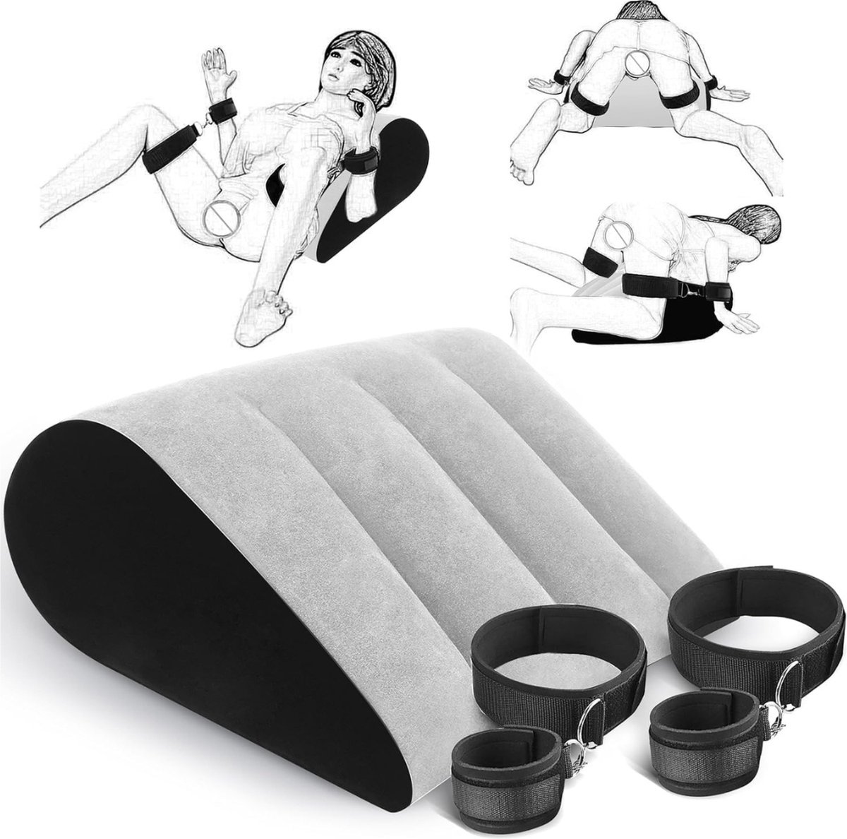 Goedkoopste DD® Sex Stoel - Sex Meubel - Sex Chair - Kussen Handboeien Set - 21x15x7cm - Grijs
