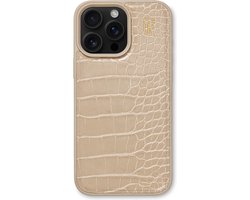 iDeal of Sweden Vegan Leather Backcover voor de Apple iPhone 16 Pro - Warm Beige Croco