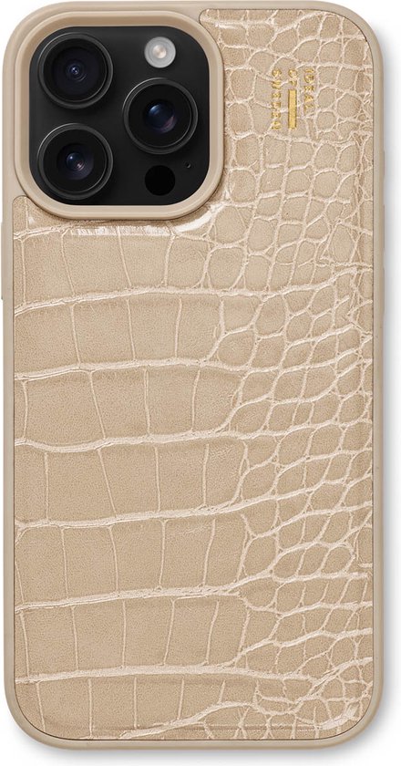 iDeal of Sweden Vegan Leather Backcover voor de Apple iPhone 16 Pro - Warm Beige Croco
