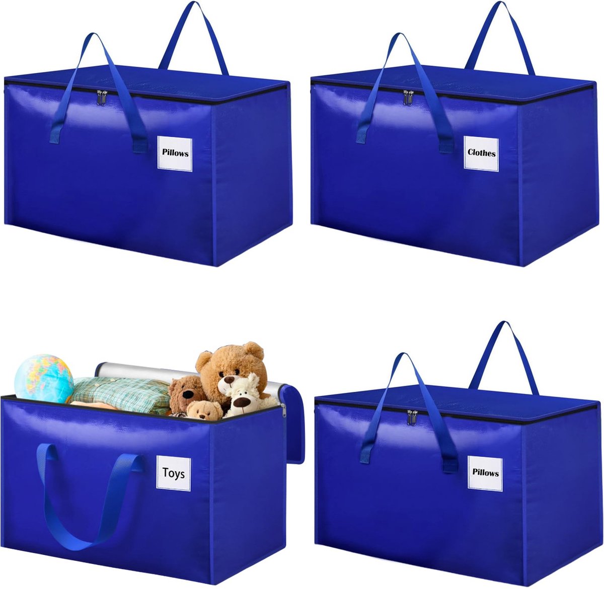 Goodivery ® Ruime Opbergtassen Set van 4 voor Verhuizing en Reizen, 100 Liter Capaciteit