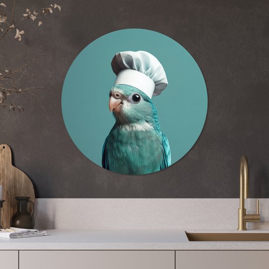 WallCircle® Wandcirkel 60x60 cm - Muurcirkel Parkiet - Vogel - Koksmuts - Cute - Muurdecoratie woonkamer - Wanddecoratie keuken - Kamer decoratie accessoires - Ronde schilderijen