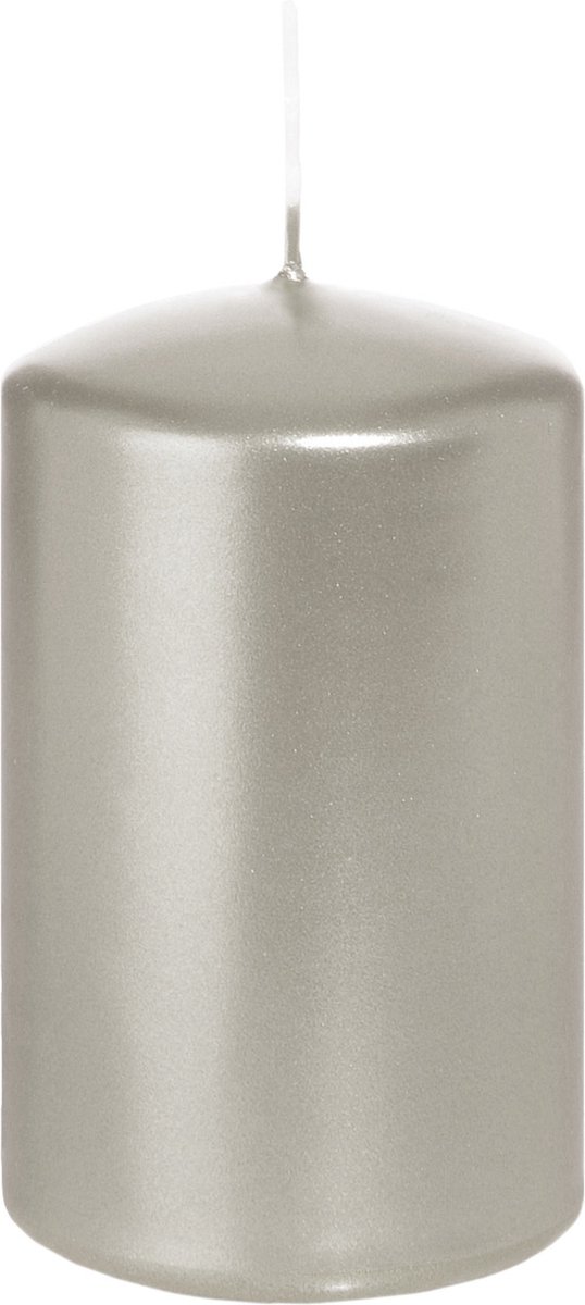 Wiedemann Cilinderkaars/stompkaars - metallic zilver - 6 x 8 cm - 29 branduren - zuilkaarsen