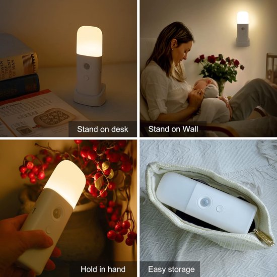 KCVV 1pc LED Bewegingsmelder Nachtlampje- USB Oplaadbaar Dimbaar Multifunctioneel LED Licht-Draagbare Bewegingsgeactiveerde Nachtlampje Voor Woonkamer Slaapkamer Gang-warm licht van KCVV — afbeelding 4