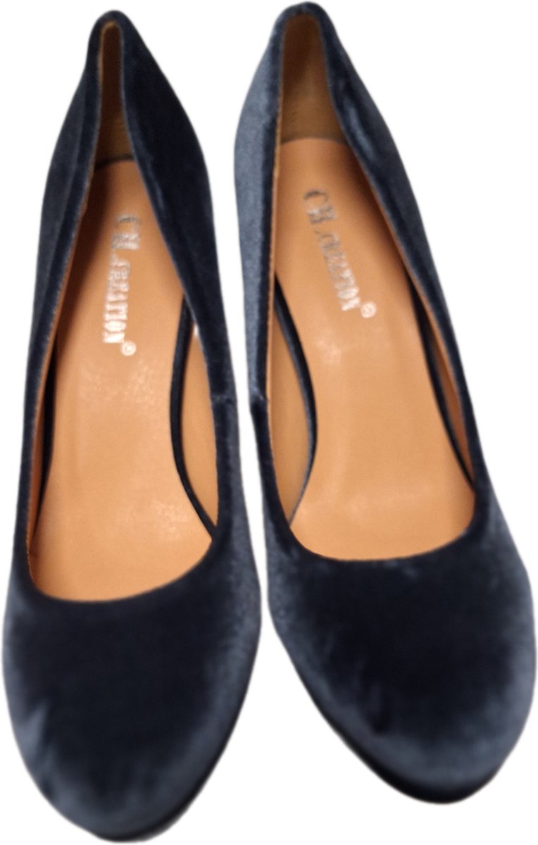 Goedkoopste CH.CREATIONS -GREY PUMP- VELVETLOOK- HAK 8 CM-40