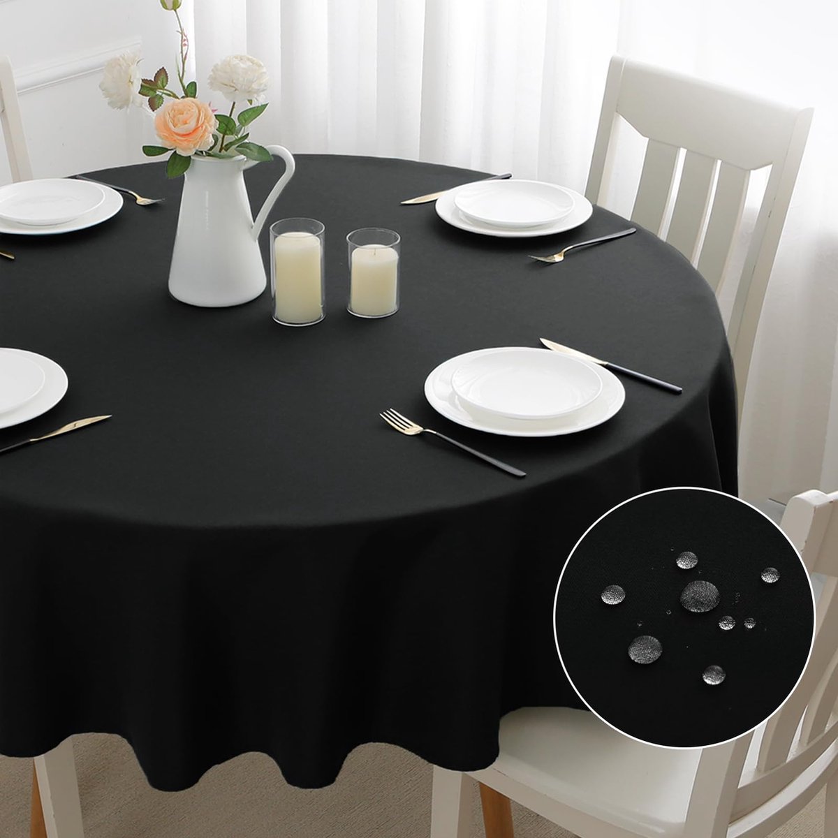 La'Moussawi ® Tafelkleed Rond 140 cm met Vlekbescherming en Waterafstotende Eigenschappen