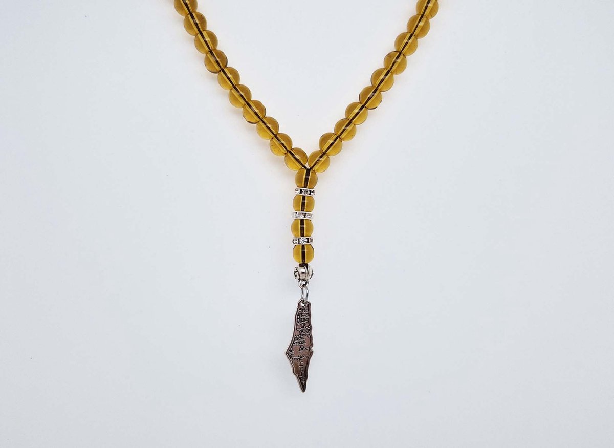 Handgemaakte Natuurstenen Autohanger "Citrine "- Met metalen hanger "Palestina" - 8 mm diameter van de korrel- Mooie accessoire en decoratie voor de auto