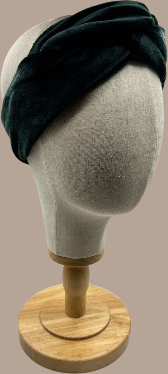 Green velvet bandeau haarband - met aluminiumdraad - volwassenen - vintage haarbanden - haaraccessoires - donkergroen - velours