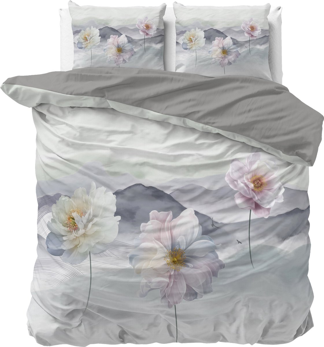 Sleeptime Annique Dekbedovertrek - Lits-Jumeaux - 240X200/220 + 2 x kussenslopen 60x70 - Grijs