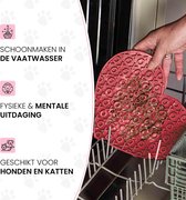 Eat Slow Live Longer Likmat Hartvormig - 19 x 23 cm - Anti-schrok Mat - Slowfeeder - Snuffelmat - 100% siliconen - Vaatwasserbestendig - Voor Hond of Kat - Voerpuzzel Kat - Roze