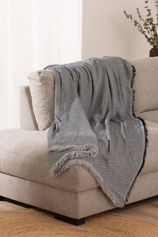 Belmarti® Plaid Kenya 230x260 Donkergrijs - Stijl, warmte en comfort in perfecte balans - Premium Belmarti kwaliteit