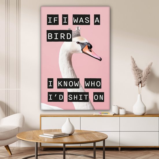 Peinture sur toile 80x120 cm - Décoration murale Cygne - Vogel - Décoration - Rose - Décoration murale murale salon - Décoration chambre - Accessoires de chambre - Peintures sur toile