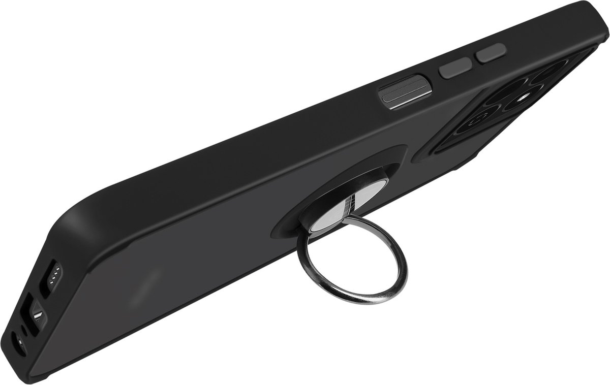 Avizar Hoesje Geschikt voor Honor 200 Smart Metal Ring Videohouder, Zwart