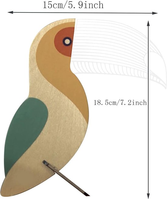 1 stuk - houten toekan lamp - Acryl LED decoratieve nachtlampje kinderen - slaaplampje - Op batterijen - Gebruikt om Feestelijke Kinderkamer te Decoreren - Warme Huisdecoratie van ClubbLLama — afbeelding 2