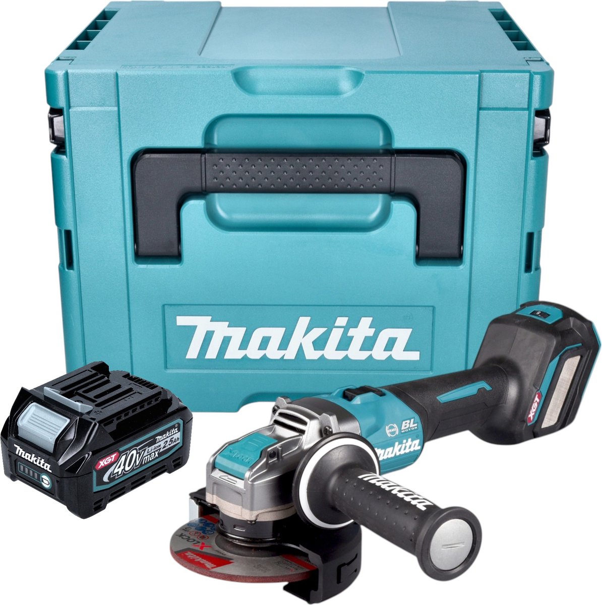 Makita GA 041 GD101 Accuslijper 40 V max. 125 mm X-LOCK Brushless + 1x accu 2,5 Ah + Makpac - zonder lader