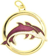 Behave® Hanger dolfijnen goud kleur paars emaille 3 cm