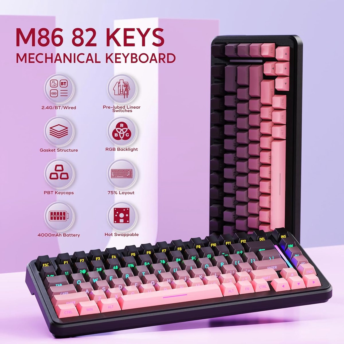 ATTACK SHARK M86PRO - Compact Gaming Toetsenbord thumbnail 2