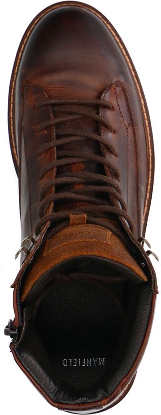 Manfield - Homme - Bottines à lacets en cuir marron - Taille 42
