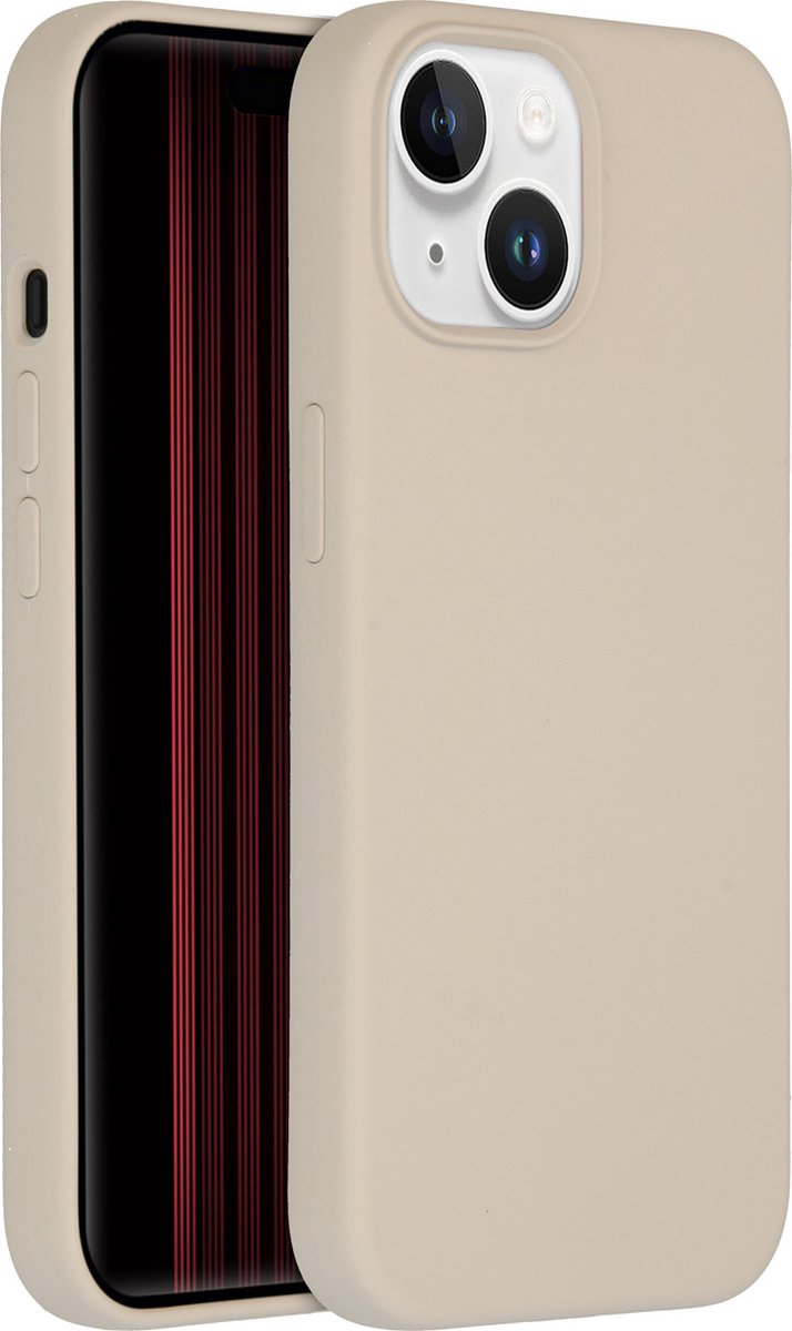Accezz Hoesje Siliconen Geschikt voor iPhone 15 - Accezz Liquid Silicone Backcover met Geschikt voor MagSafe - beige