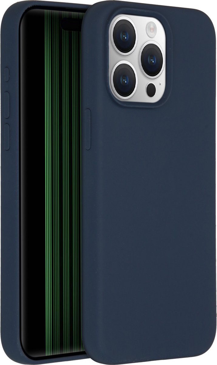 Accezz Hoesje Geschikt voor iPhone 15 Pro Max Hoesje Siliconen - Accezz Liquid Silicone Backcover - Donkerblauw