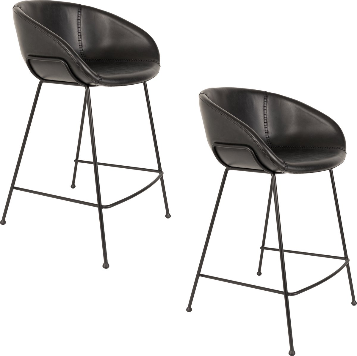 Zuiver Feston Barkrukken rugleuning 65 cm Zwart - Set van 2