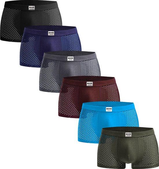 BOXR Boxershort Heren 6 Pack - Bamboe Ondergoed Heren - Duurzaam & Ademend - Zijdezacht - Perfecte Pasvorm - Ondergoed Heren - Onderbroeken Heren - Ideaal voor Dagelijks Gebruik & Sport - Maat L