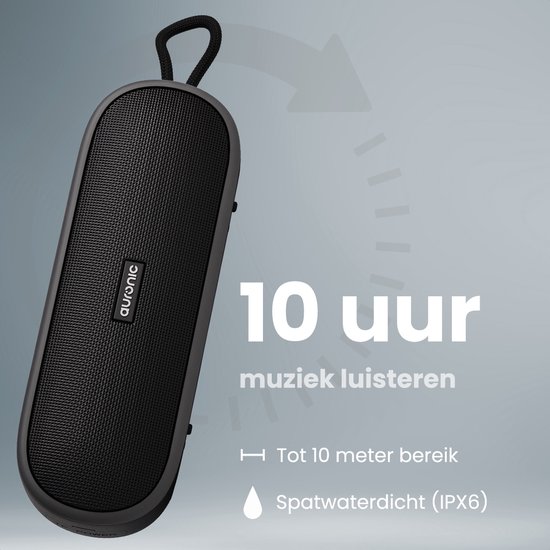 Auronic Bluetooth Speaker - Draadloze Muziek Box - 10 uur lang muziek luisteren - Extra Bass - Zwart