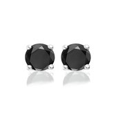 New Bling 9NB-0025 Zilveren oorstekers - zirkonia rond 6 mm - zilverkleurig / zwart