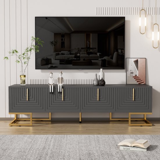 TV meubel Kotka 113x40x58 cm staal met 3 deuren wit [en.casa
