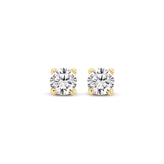 Deux clous d'oreilles en or avec des zircones, 3mm.