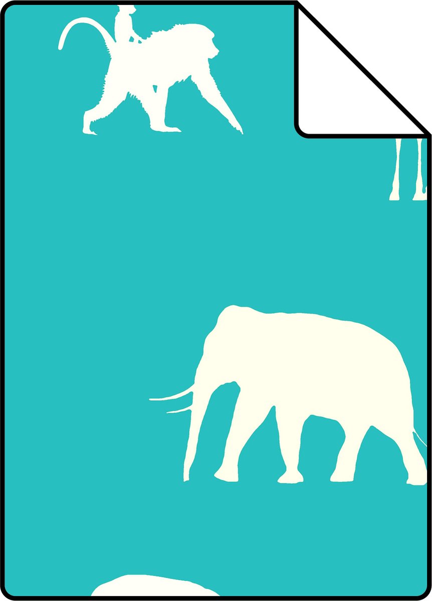 Proefstaal ESTAhome behang dieren turquoise - 26.5 x 21 cm - 137337-S