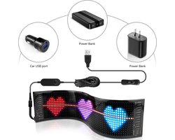 FIBILA Scrollende Reclame Bord - Lichtreclame - Reclame Bord - USB 5V Bluetooth App Controle - Aangepaste Tekst, Patroon & Animatie - Waterdichte Flexibele LED Bord voor Auto, Winkel, Advertentie
