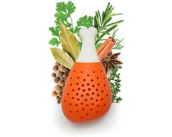 foto van Siliconen Kruidenbuiltje - Kippendrumstick Design - Handig Kruidenfilter voor Soepen en Stoofschotels-14 x 7 x 5 cm