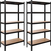 Bol.com xDays Stellingkast Zwart - Set van 2 - 180x90x40 cm - Metalen Opbergrek - Voorraadkast - Magazijnstelling - 5 Planken - ... aanbieding