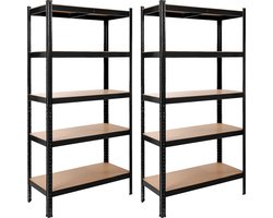 xDays Stellingkast Zwart - Set van 2 - 180x90x40 cm - Metalen Opbergrek - Voorraadkast - Magazijnstelling - 5 Planken - 175kg Per Plank, 875kg Totaal xDays Stellingkast Zwart - Set van 2 - 180x90x40 cm - Metalen Opbergrek - Voorraadkast - Magazijnstelling - 5 Planken - 175kg Per Plank, 875kg Totaal