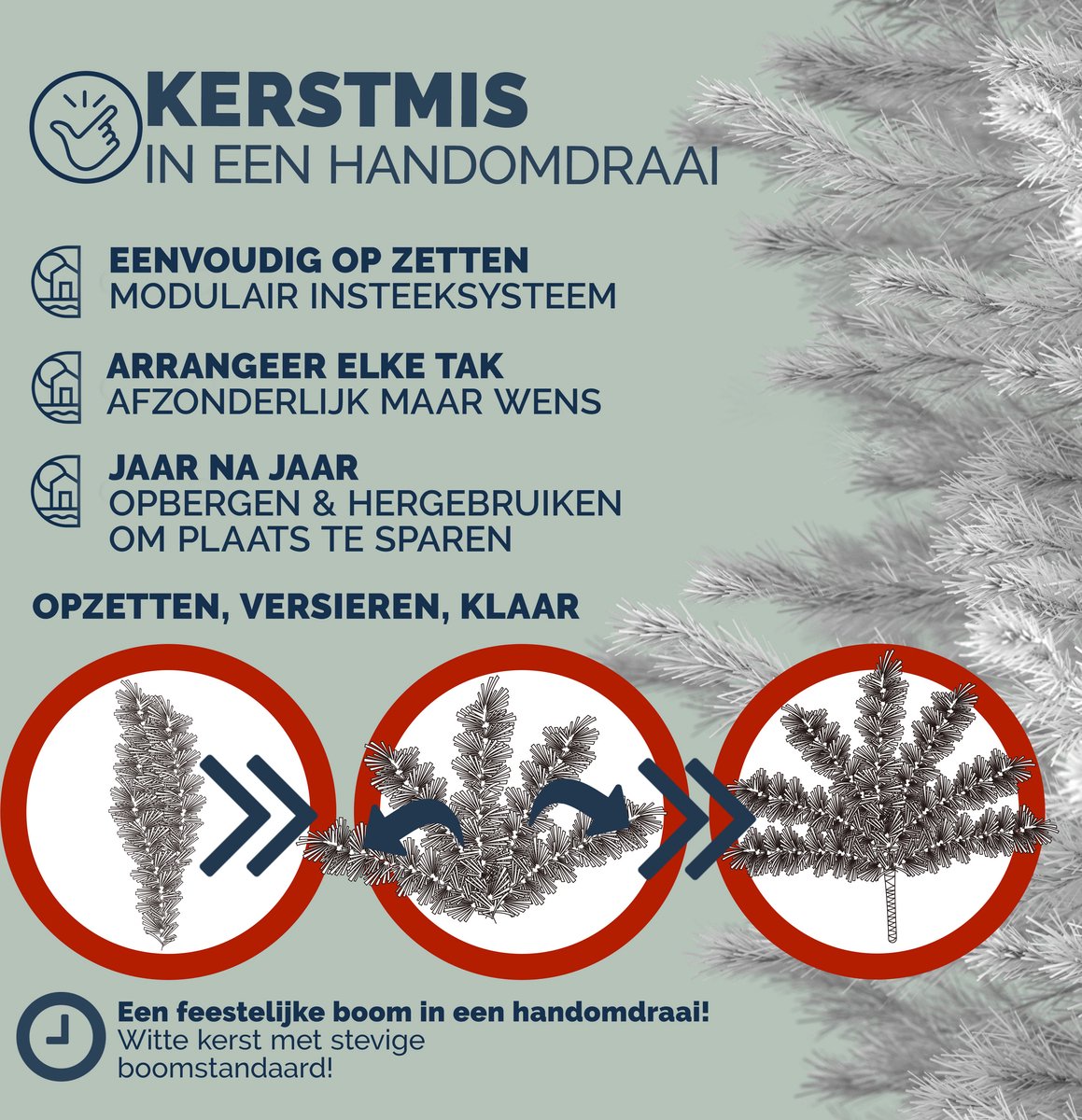 Casaria Kunstkerstboom - Metalen Voet 705 Takpunten 180cm - Wit – foto 4