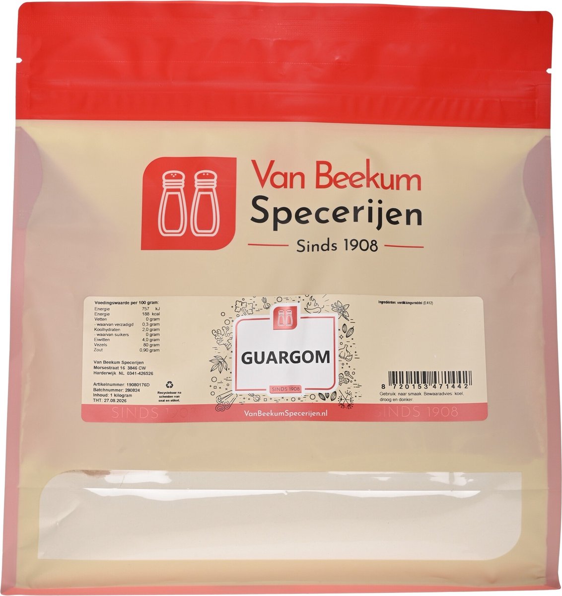 Goedkoopste Van Beekum Specerijen - Guargom - 1 kilo (hersluitbare stazak