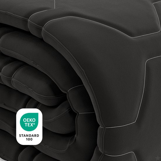 HappyBed Couette toute l'année simple 200x200 - Double - Couette lavable sans housse - Imprimée sans housse - Couette sans housse avec impression - Noir