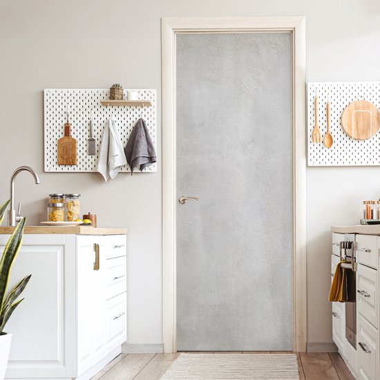 Deurposter 95x235 cm - Deursticker Beton - Grijs - Cement - Industrieel - Structuur - Meubelfolie zelfklevend - Deurfolie woonkamer - Interieurfolie fotobehang - Deur plakfolie - Deurstickers - Deurbehang sticker - Kamer decoratie