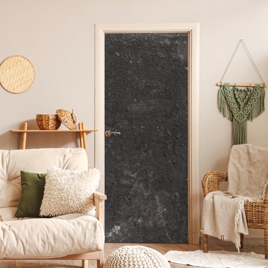 Deurposter 90x205 cm - Deursticker Beton - Muur - Zwart - Vintage - Industrieel - Meubelfolie zelfklevend - Deurfolie woonkamer - Interieurfolie fotobehang - Deur plakfolie - Deurstickers - Deurbehang sticker - Kamer decoratie