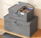 Sans Citron - Set de 2 - Rangement Vêtements avec couvercle - Organisateur pliable - Séparateur - Gain de place - Sous-vêtements - Accessoires de vêtements pour bébé - 50x30x25cm - Grand - Grijs