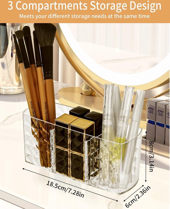 Make-up-Organizer Rund Aus Acryl – Transparent, 7 X 7 X 11,5 Cm, Für Schminke & Accessoires