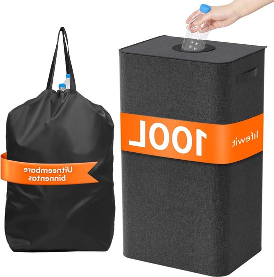 Lifewit 100L Statiegeldfles Opvangbak met Deksel, Grote