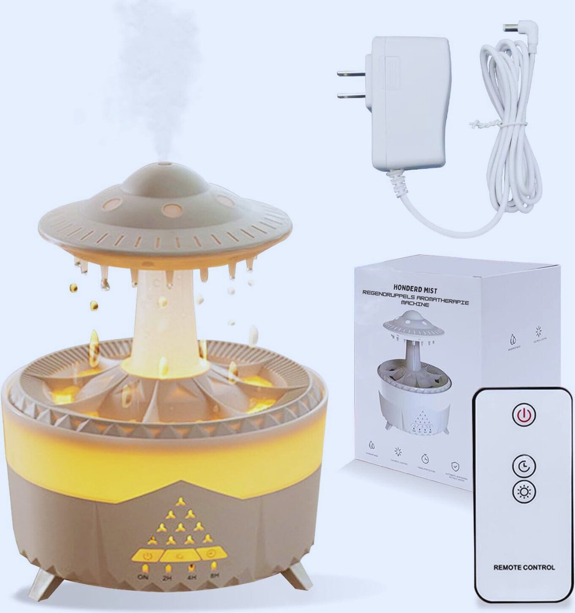 Goedkoopste 350ml Aroma Diffuser Regen Paddenstoel Lamp Met 7 Kleuren Licht En Waterfontein – Luchtbevochtiger Voor Slaapkamer - Kantoor En Yoga