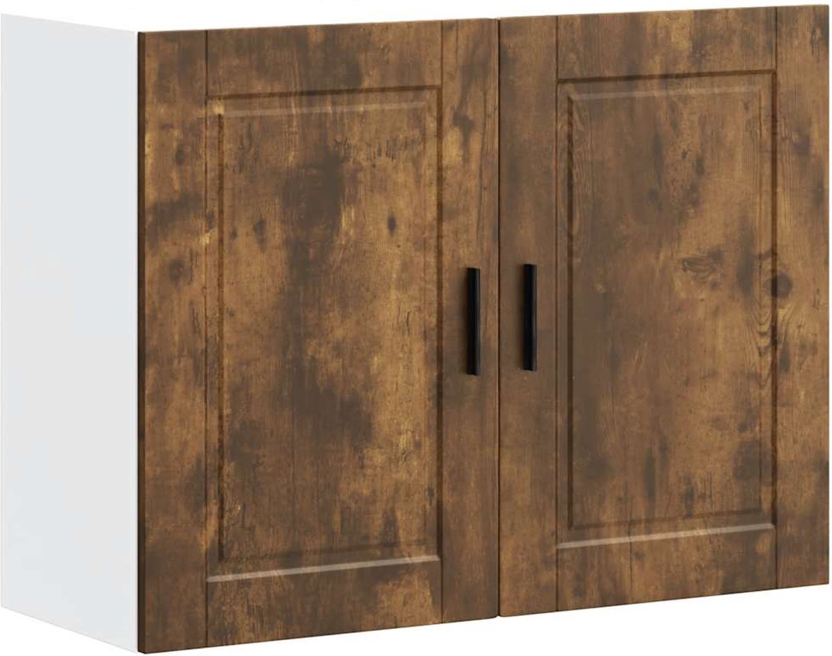 vidaXL Keukenbovenkast - Porto - bewerkt - hout - gerookt - eikenkleurig gerookt eiken