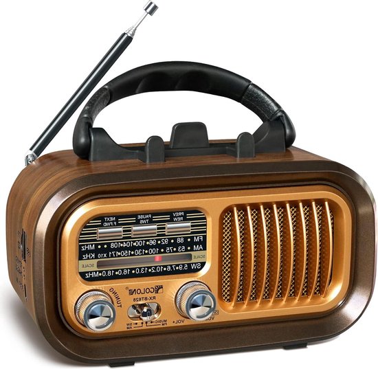 Draagbare vintage radio met Bluetooth FM/AM/SW Ondersteunt MP3