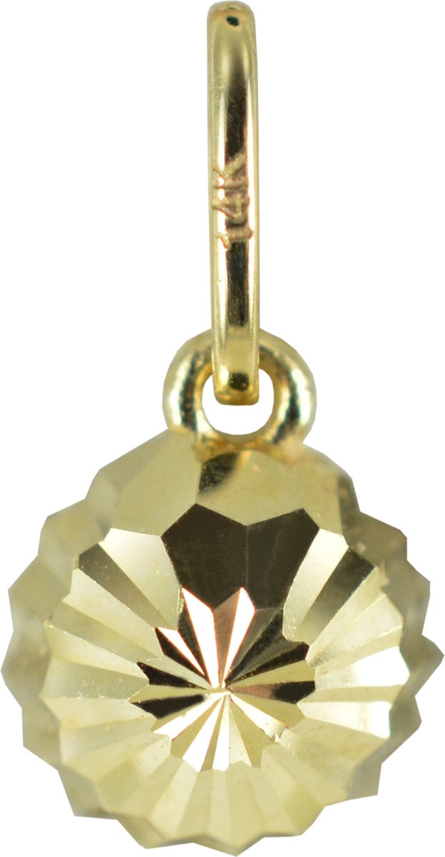 New Bling 132400304 Gouden Hangertje - Half Bolletje - Bewerkt - 4 mm Doorsnee - 14 Karaat - Bedel - Goud