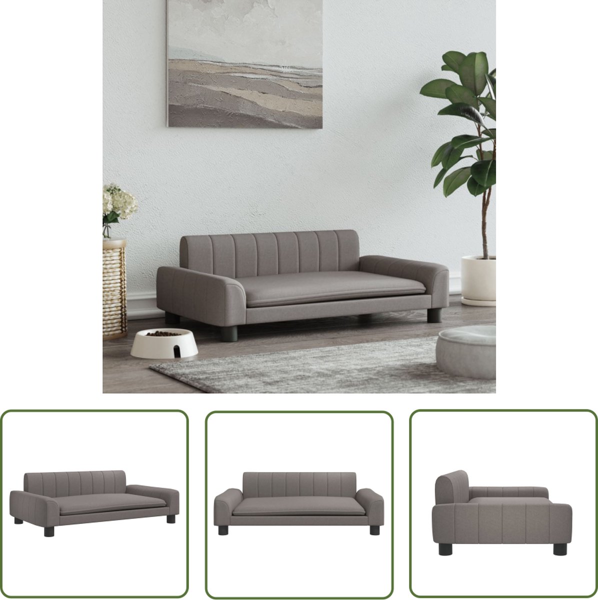 The Living Store Hondenbank – Comfortabel hondenbed voor kleine honden en huisdieren – 90 x 53 x 30 cm – Taupe