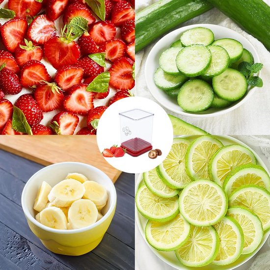 Fruit snijmachines, roestvrij staal aardbei banaan snijder snijmachine, fruitschaal pers snijmachine, ei snijmachine keuken snijder gadget (groen